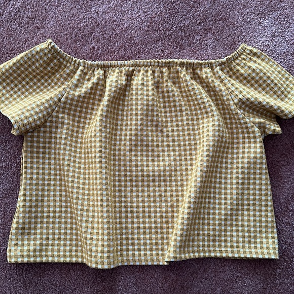 BUNDLE4for $30EBUC ZARA LADIES L CROP TOP WITH ELASTICIZED NECKLINE GOLD BLK WHT - Picture 5 of 6